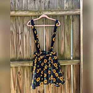 Midnight Hour Sunflowers & Skulls Suspender Skirt
